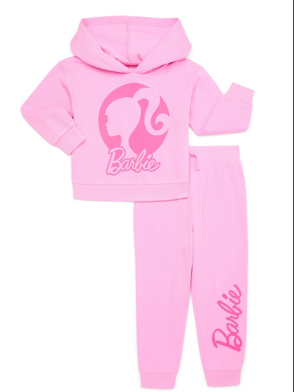 Mattel Inc. TODDLER Girls Barbie Embossed Logo Jogger Sweatsuit Set Hoodie 3T
